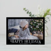 prettige feestdagen zwarte zilver Modern één foto (Staand Voorkant)