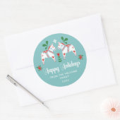 Prettige feestdagen Zweeds Dala Paard Folk Ronde Sticker (Envelop)