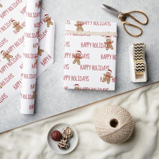 PRETTIGE FESTDAGEN Tekst Met Kerstmannen Cadeaupapier (Crafts)