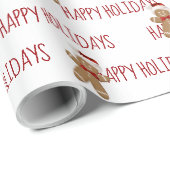 PRETTIGE FESTDAGEN Tekst Met Kerstmannen Cadeaupapier (Rol Hoek)