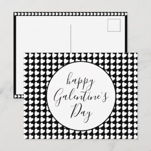 Prettige Galentine`s Day Zwart Wit Hart Patroon Feestdagenkaart
