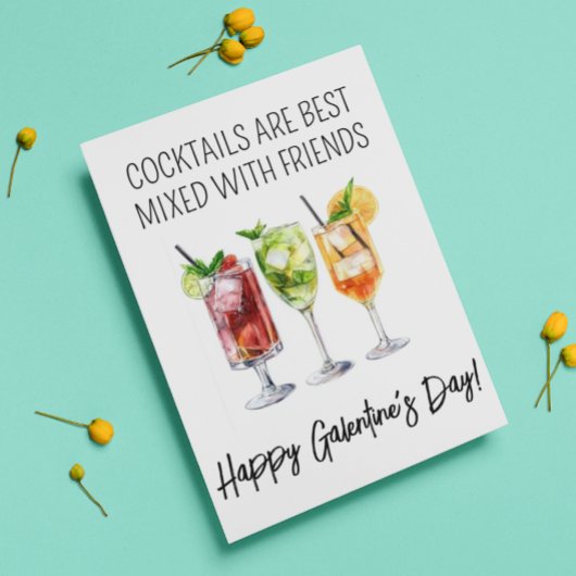 Prettige Galentine's Day Cocktail Vrienden Kaart