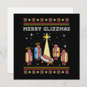 Prettige Glizzmas Lelijke Kerst Hot Dog Kerstmis Feestdagenkaart (Voorkant / Achterkant)