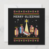 Prettige Glizzmas Lelijke Kerst Hot Dog Kerstmis Feestdagenkaart (Voorkant)