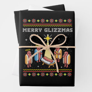 Prettige Glizzmas Lelijke Kerst Hot Dog Kerstmis Inpakpapier Vel