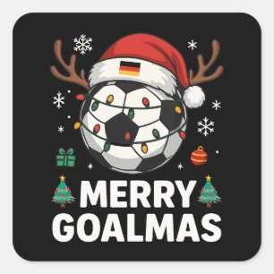 Prettige Goalmas - Grappig Voetbal Kerstfeest Vierkante Sticker