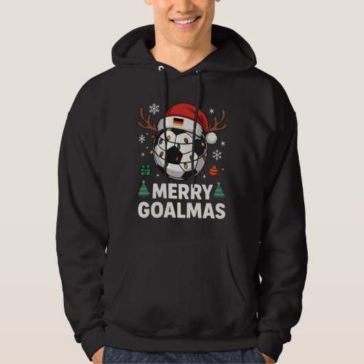 Prettige Goalmas - Grappig Voetbal Kerstmis Hoodie (Voorkant)