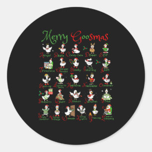 Prettige Goosmas Kerstmis Dwaze Gans A Tot Z Schat Ronde Sticker