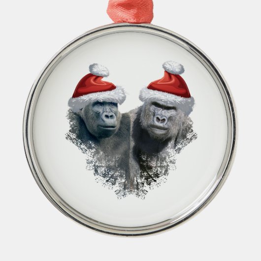 Prettige Gorilla Kerst Metalen Ornament (Voorkant)