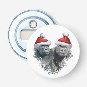 Prettige Gorilla Kerstmis Button Flesopener