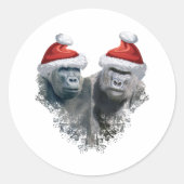 Prettige Gorilla Kerstmis Ronde Sticker (Voorkant)