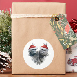 Prettige Gorilla Kerstmis Ronde Sticker