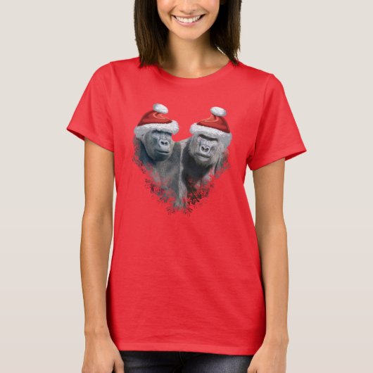Prettige Gorilla Kerstmis T-shirt (Voorkant)