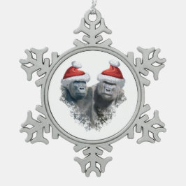 Prettige Gorilla Kerstmis Tin Sneeuwvlok Ornament