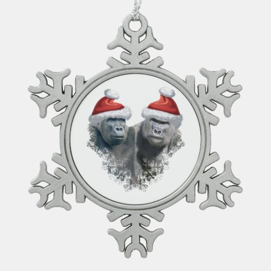 Prettige Gorilla Kerstmis Tin Sneeuwvlok Ornament (Voorkant)