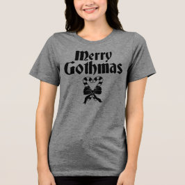 Prettige Gothkerstmis Zwart-Witte Suikerstokhart Tri-Blend Shirt