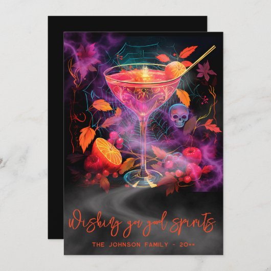 Prettige Griezels Spooky Cocktail Halloween Feestdagenkaart (Voorkant / Achterkant)
