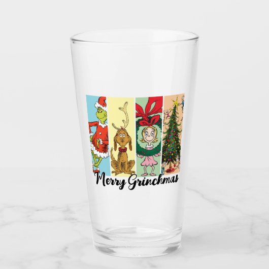 Prettige Grinch-kerst Kerst Collage Glas (Voorkant)