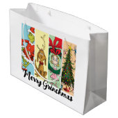 Prettige Grinch-kerst Kerst Collage Groot Cadeauzakje (Achterkant Gekanteld)