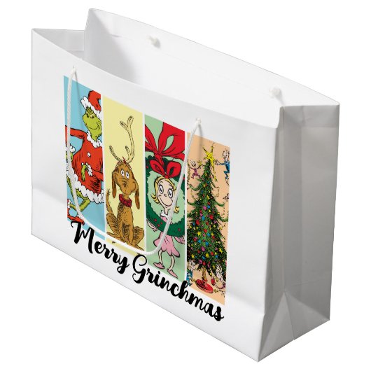 Prettige Grinch-kerst Kerst Collage Groot Cadeauzakje (Voorkant Gekanteld)