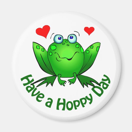 Prettige groene kikker met harten magneet (Voorkant)