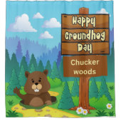 prettige grondstofdag in bos douchegordijn (Voorkant)