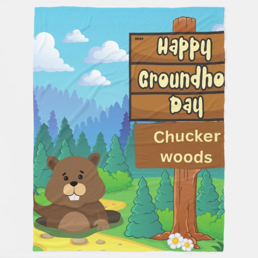 prettige grondstofdag in bos fleece deken (Voorkant)