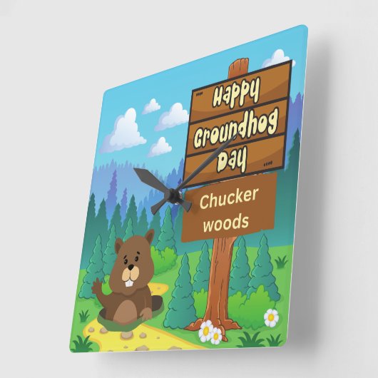 prettige grondstofdag in bos vierkante klok (Hoek)