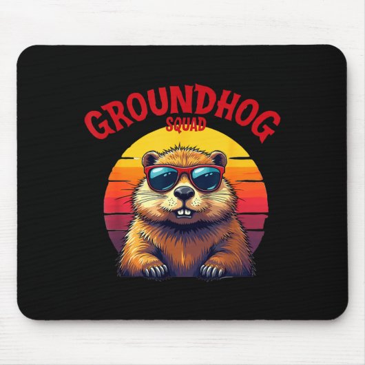 Prettige Groundhog Day 2025 Grappige Groundhog Squ Muismat (Voorkant)
