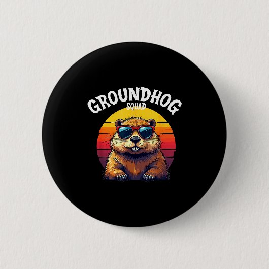 Prettige Groundhog Day 2025 Grappige Groundhog Squ Ronde Button 5,7 Cm (Voorkant)
