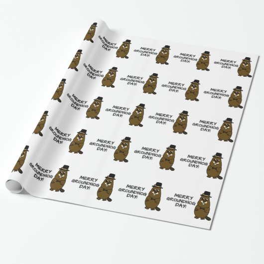 Prettige Groundhog Day Cadeaupapier (Uitgerold)