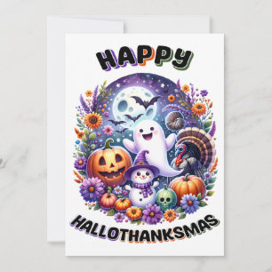 Prettige HalloDankMas 5x7 wenskaart Feestdagenkaart