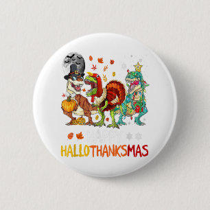 Prettige Hallothaanksmas Dinosaur T-Rex Halloween Ronde Button 5,7 Cm
