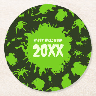 Prettige Halloween Aangepaste Tekst Groen Griezeli Ronde Kartonnen Onderzetter