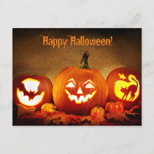Prettige Halloween-ansichtkaart met pompoenen Briefkaart