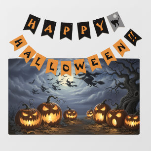 Prettige Halloween Banner, Heksen, Pompoenen Raamsticker