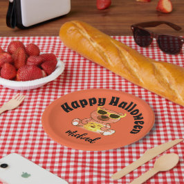 Prettige Halloween beer pompoen Aangepaste naam  Papieren Bordje