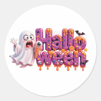 Prettige Halloween-candy-driptekst met leuke vleer Ronde Sticker