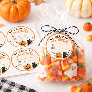 Prettige Halloween Geest Pompoen Zwarte Kat Favor Ronde Sticker