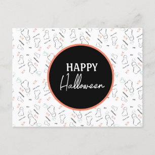 Prettige Halloween Geest Snoep Hand Lettering Dood Briefkaart