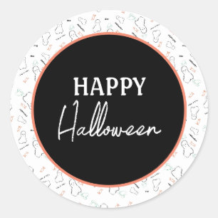 Prettige Halloween Geest Snoep Hand Lettering Dood Ronde Sticker
