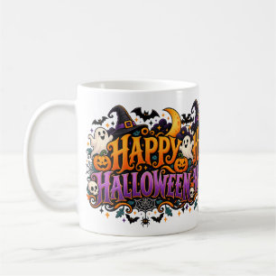 Prettige Halloween Geesten Schedels en Pompoenen M Koffiemok