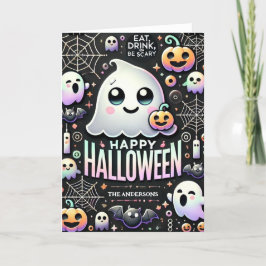 Prettige Halloween Griezelige Cute Geest  Feestdagen Kaart