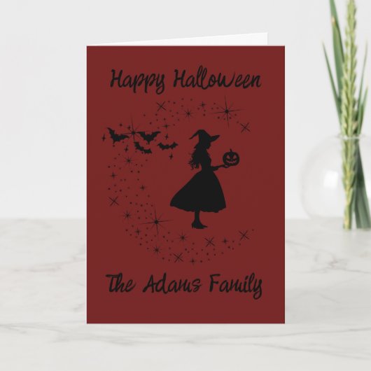 Prettige Halloween Groet Heks Kaart (Voorkant)
