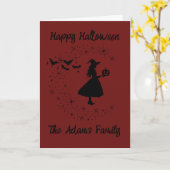 Prettige Halloween Groet Heks Kaart (Gele Bloem)