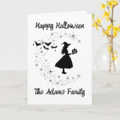 Prettige Halloween Groet Heks Kaart (Gele Bloem)