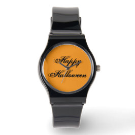 Prettige Halloween-handgeschreven horloge (oranje