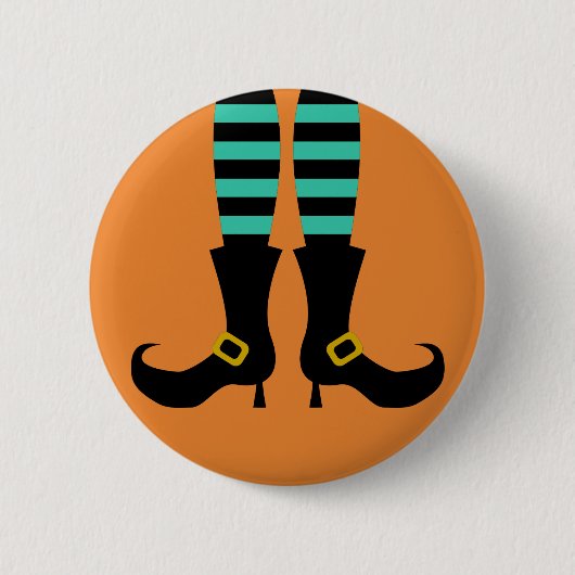 Prettige Halloween Heks Been Ronde Button 5,7 Cm (Voorkant)