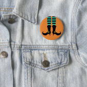 Prettige Halloween Heks Been Ronde Button 5,7 Cm (In situ)
