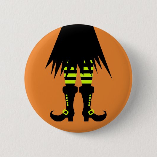 Prettige Halloween Heks Been Ronde Button 5,7 Cm (Voorkant)